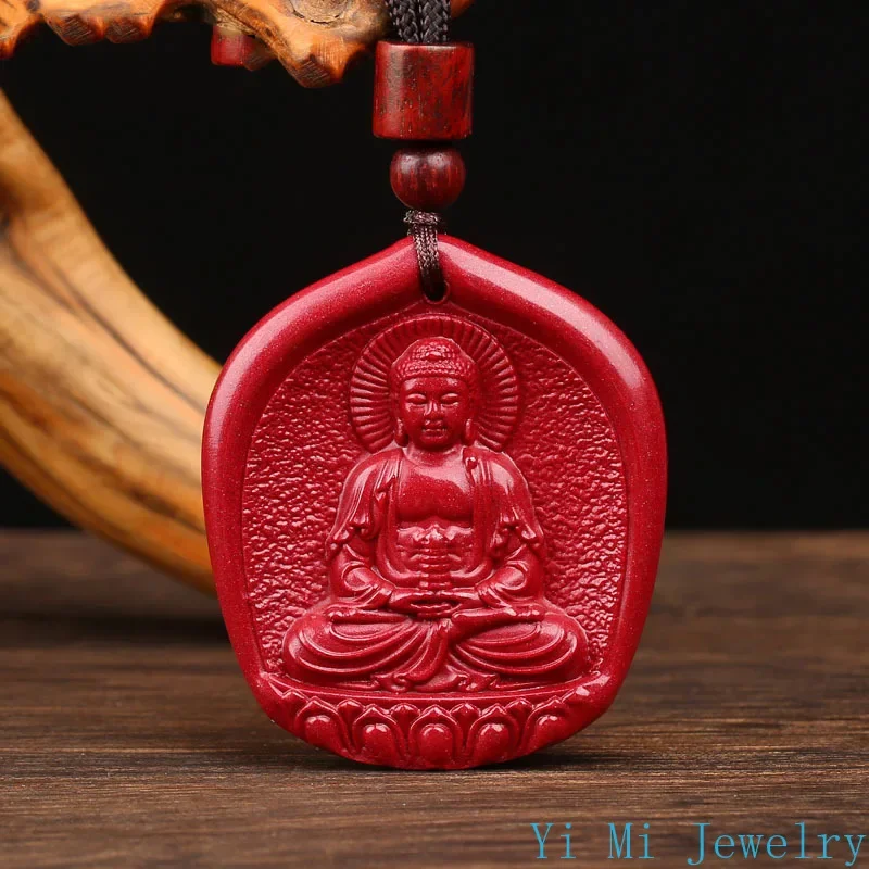 

Natural Raw Mineral Vermilion Sand Pendant Amitabha Buddha Purple Gold Sand Pendant Male and Female Pendant Free Shippping Items