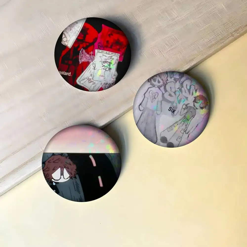 Singer Bunii Areyouevenlistening Laser   Anime Brooches Cute Cartoon Badge Jacket Jeans Lapel Pin Gift Accessorie