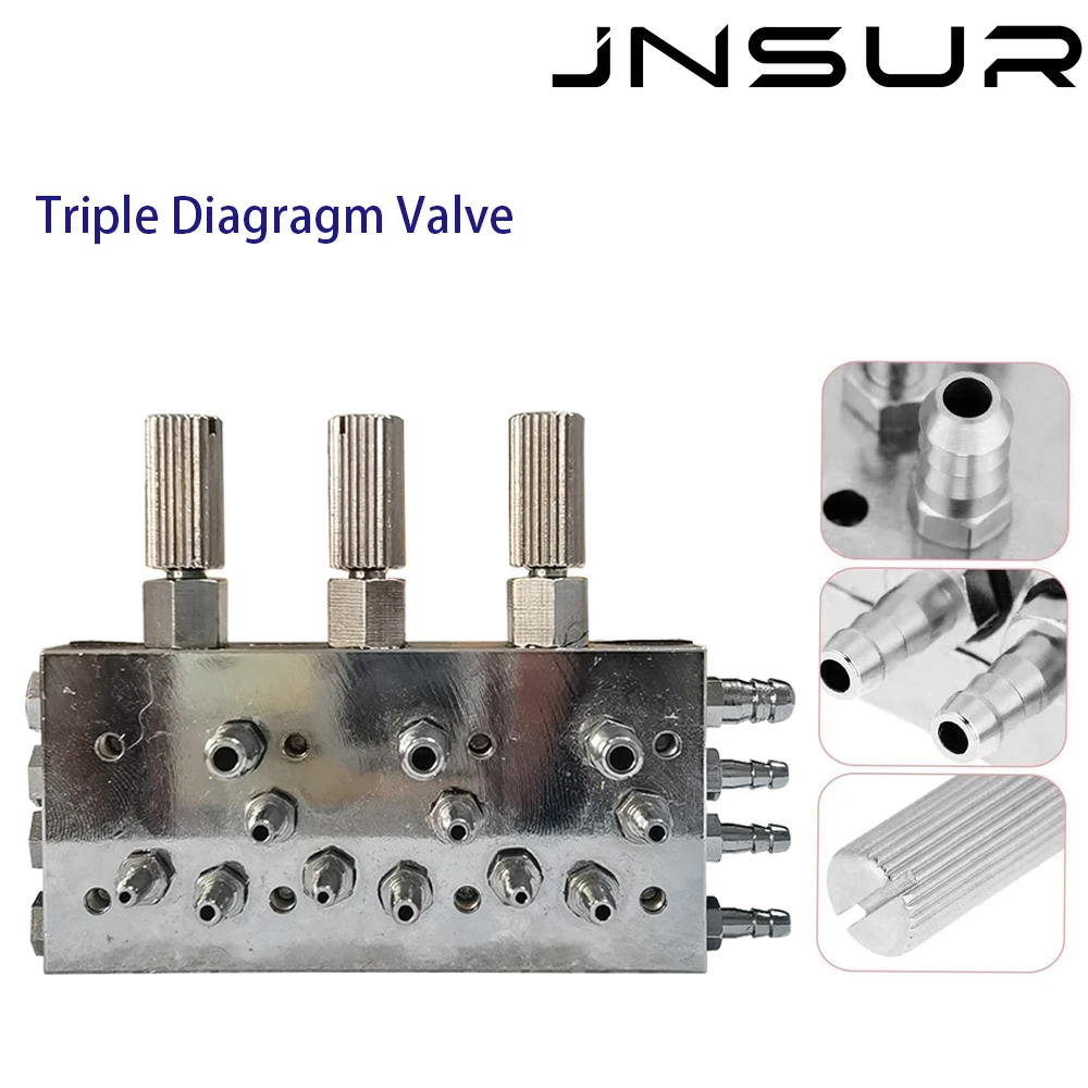 

JNSUR Triple Diaphragm Dental Chair Air/Water Valve Copper 3 in 1 Membrane Dentist Chair Accessory Dental Laboratory Equipment