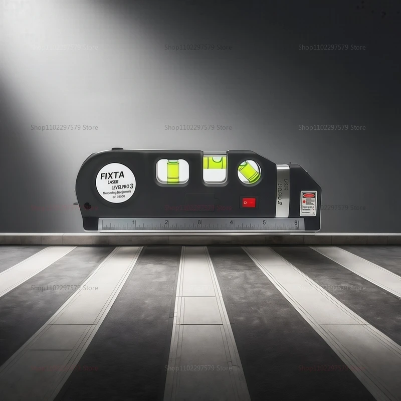 أداة تسوية ليزر متقاطعة على مستوى الليزر مع مسطرة قياس شريطية 8 أقدام لبناء تجديد المنزل ومشاريع DIY