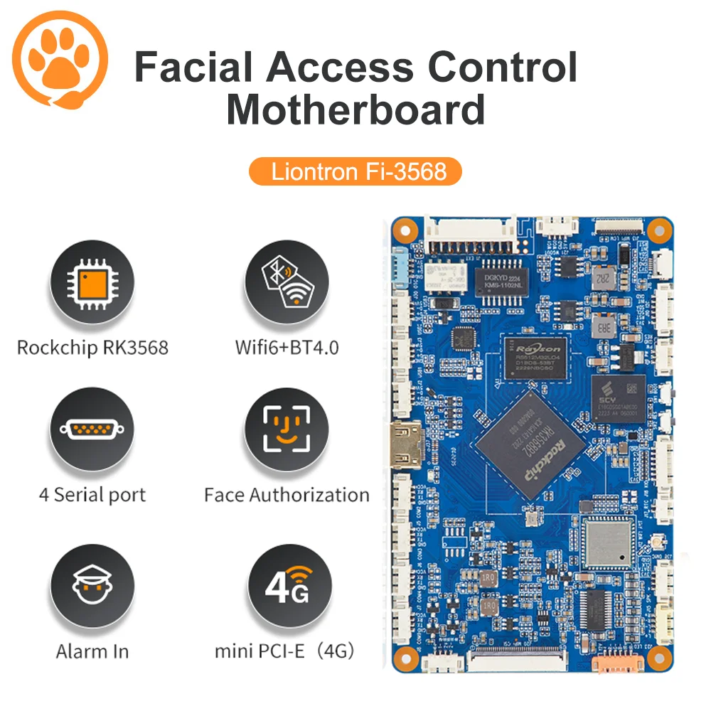 

Liontron RK3568 Development LVDS MIPI EDP Motherboard 4GB RAM DDR4 PCIE SBC Single Board Computer for Facial Access control