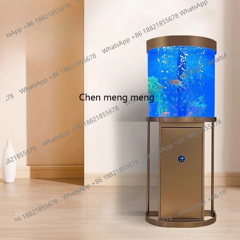 

Semi-round fish tank living room against the wall cylindrical tank living room ecological landscaping free of water change