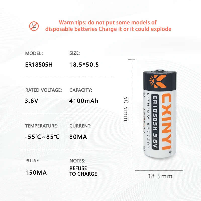CXINYI ER18505H 3.6V Disposable Lithium Battery Flowmeter Industrial Control PLC Servo Equipment A-type Heating Meter