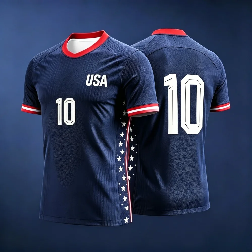 Maillot de football USA pour homme, T-shirt d'entraînement de football à séchage rapide, imprimé tendance, décontracté, à manches courtes, pour femme, T-shirt de supporter sportif pour homme