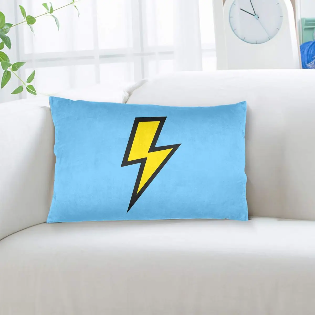 Yellow Lightning Bolts With Bright Blue Rectangle Pillowcase Cushion Cover Decorative Bedroom Bed Home Comfort Throw Pillow