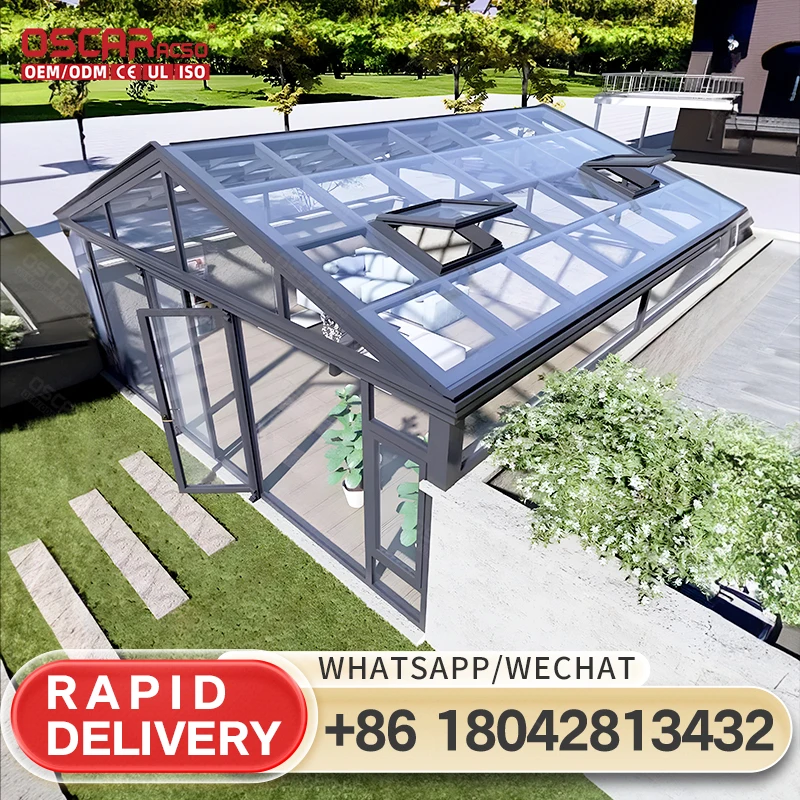 Aluminum Glass House Sunroom DIY Kits Modern Design Prefab Sunrooms for Garden Patio in Europe