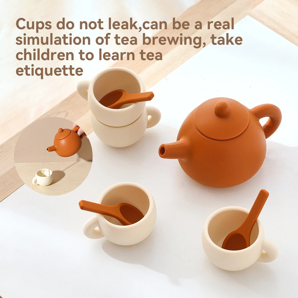 Nachmittagstee-Set aus Holz, Spielzeug, frühes Lernspielzeug für Kleinkinder, Küchenzubehör, Nachmittagstee-Party, Essen, Spielen, Mädchenspielzeug