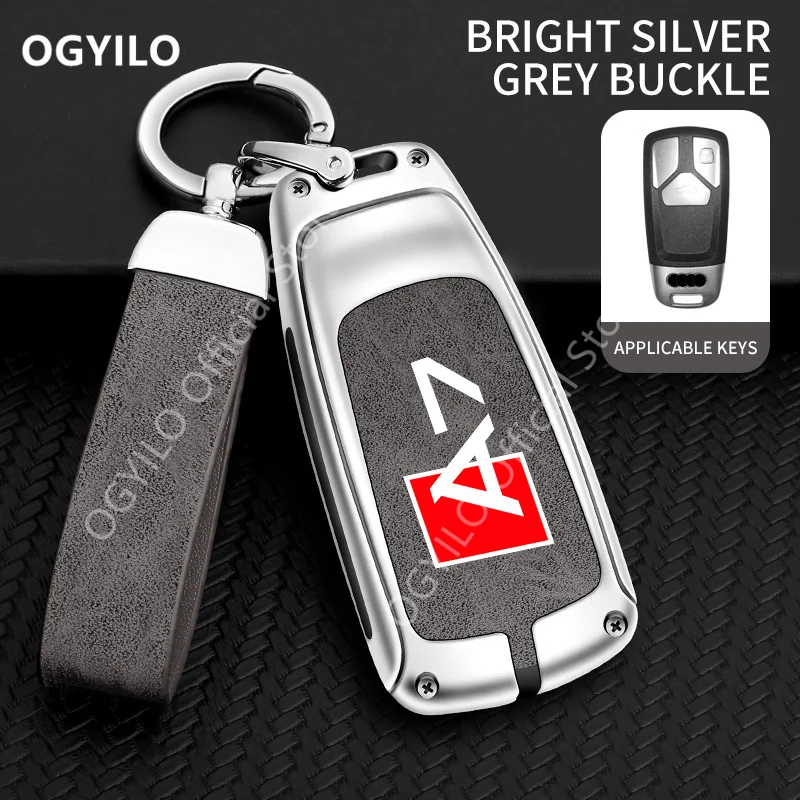 Zinc Alloy Leather Car Remote Key Cover Case For Audi A7 B style 3 buttons A3 A6 Q1 Q7 S4 S5 Q8 TT TTS TFSI RS Car Key Cover