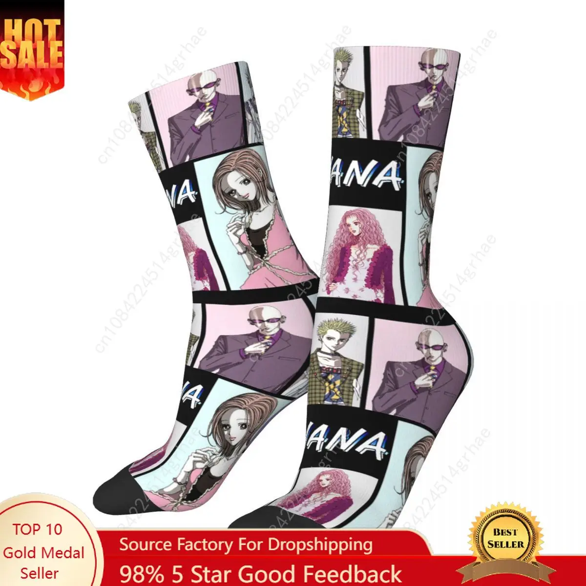 

Nana Osaki Komatsu Shinichi Socks Men's Women's Casual Anime Manga Socks Spring Summer Autumn Winter Middle Tube Socks Gift