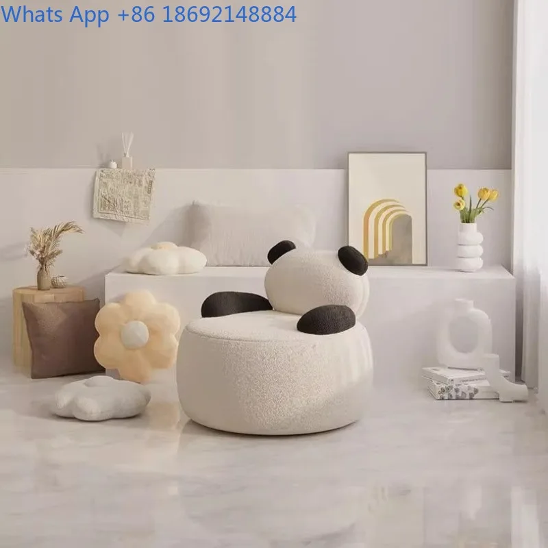 Detachable Washable Bear Living Room Chair Animal Balcony Leisure Chair Light Luxury Creative Lamb Wool Chair
