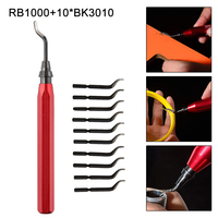 RB1000 Handle Burr Remover Cutting Tool With 10 Pieces Rotary Deburring Blades Deburring Tool Kit Hand Tool Deburring Head Tool