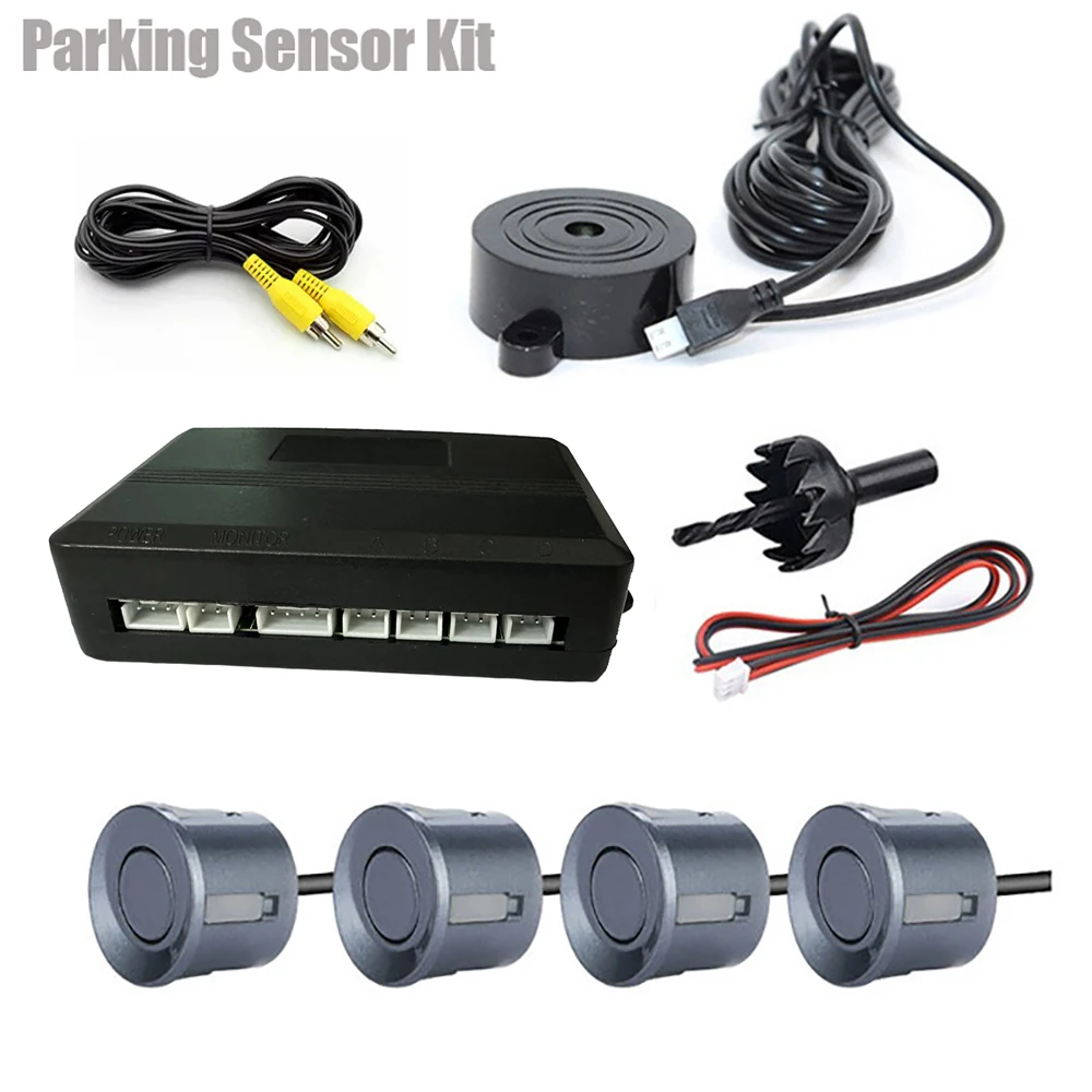 Video Parking Sensor Kit Car Reverse Backup Radar Assistance Auto Monitor Digital Display Car Monitor Buzzer Alert Alarm