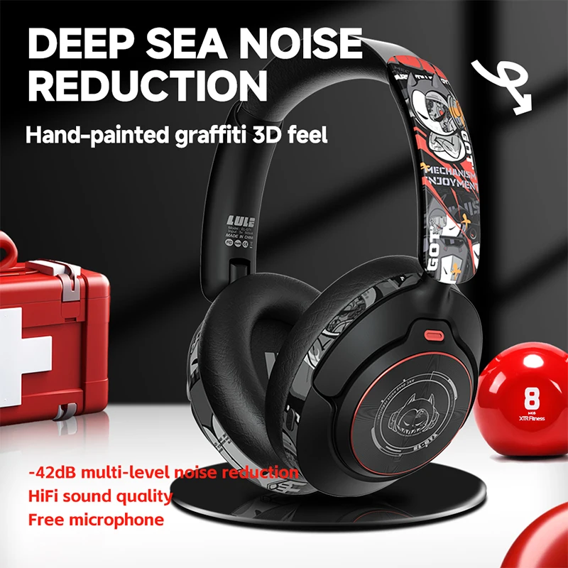 

EL-GT1 Earphones Wireless Bluetooth 5.4 ANC 3D Audio Spatial Foldable Over-ear Type Detachable Microphone Gaming Music Headphone