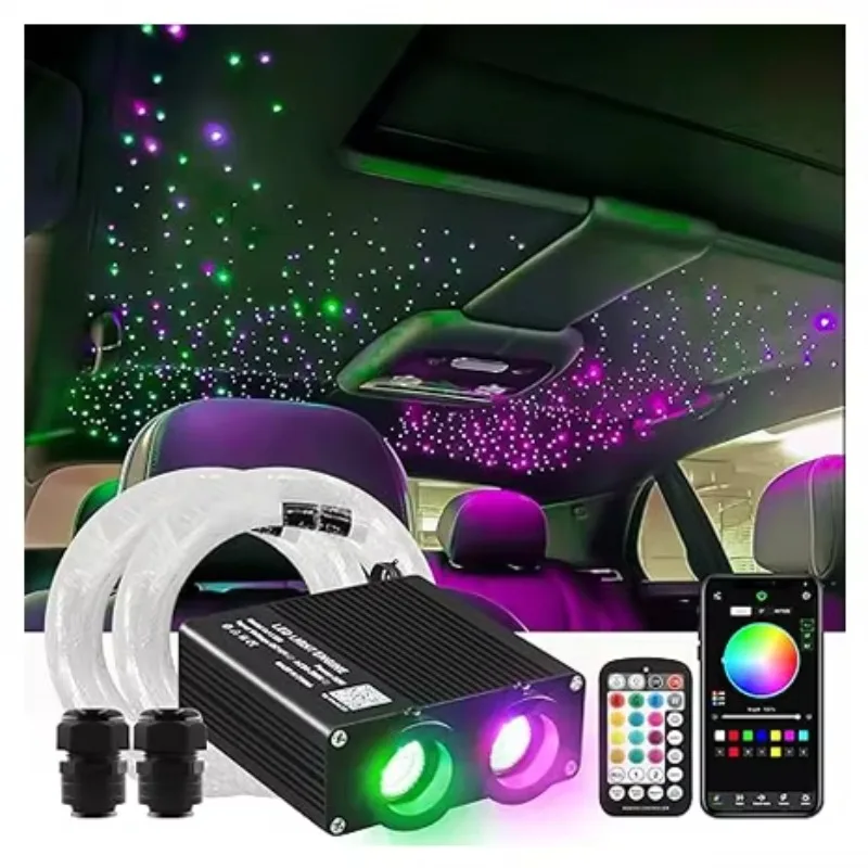 New 32w dual-hole two-color RGBW Starlight Hybrid Fiber Kit for Automotive Ceiling Indoor