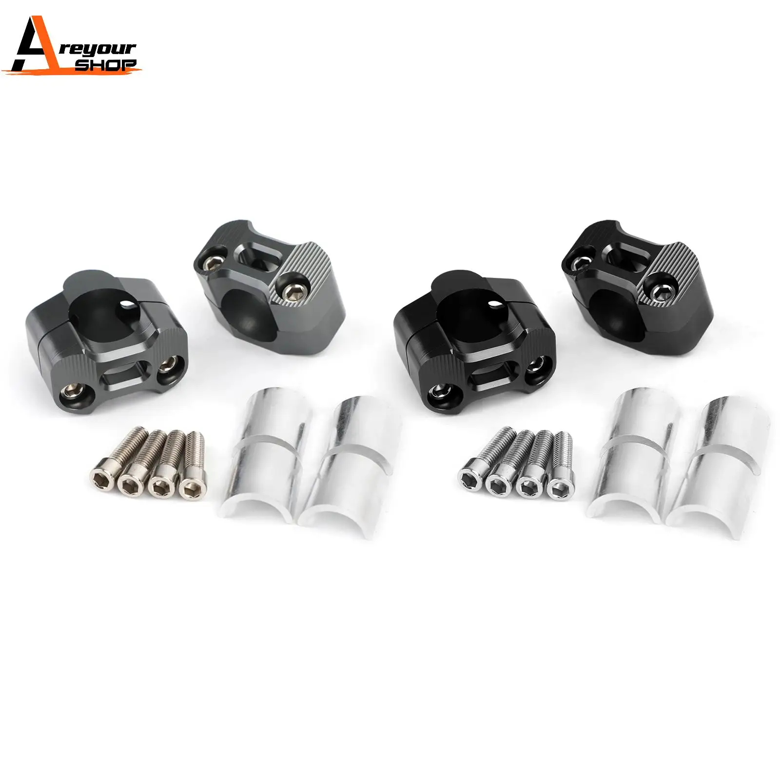 

Areyourshop CNC Aluminum Motorcycle Handlebar Risers 22-28mm Universal Clamp Mount