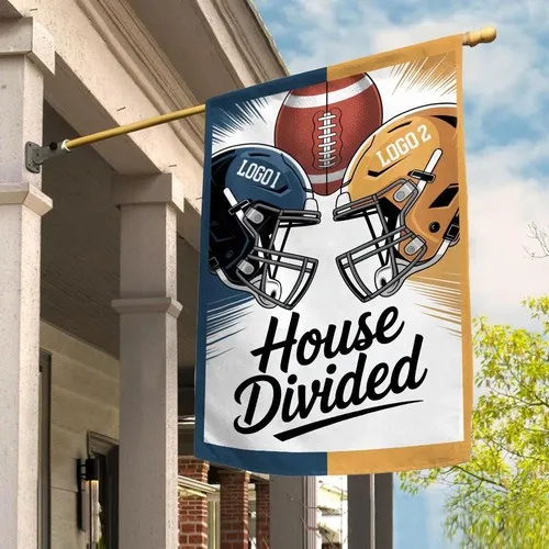 Custom House Divided Football Garden Flag College Fan Gift ZZY