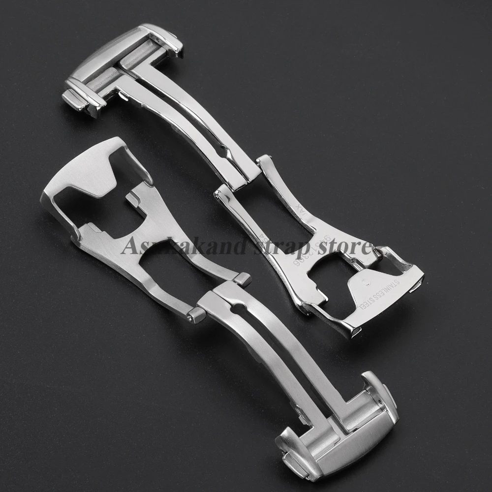 20 مللي متر ماتي مصقول الفولاذ المقاوم للصدأ حزام مشبك ساعة لساعة أوميغا الفرقة للطي المشبك المعدني لزر الفرقة الجلدية سيليكون