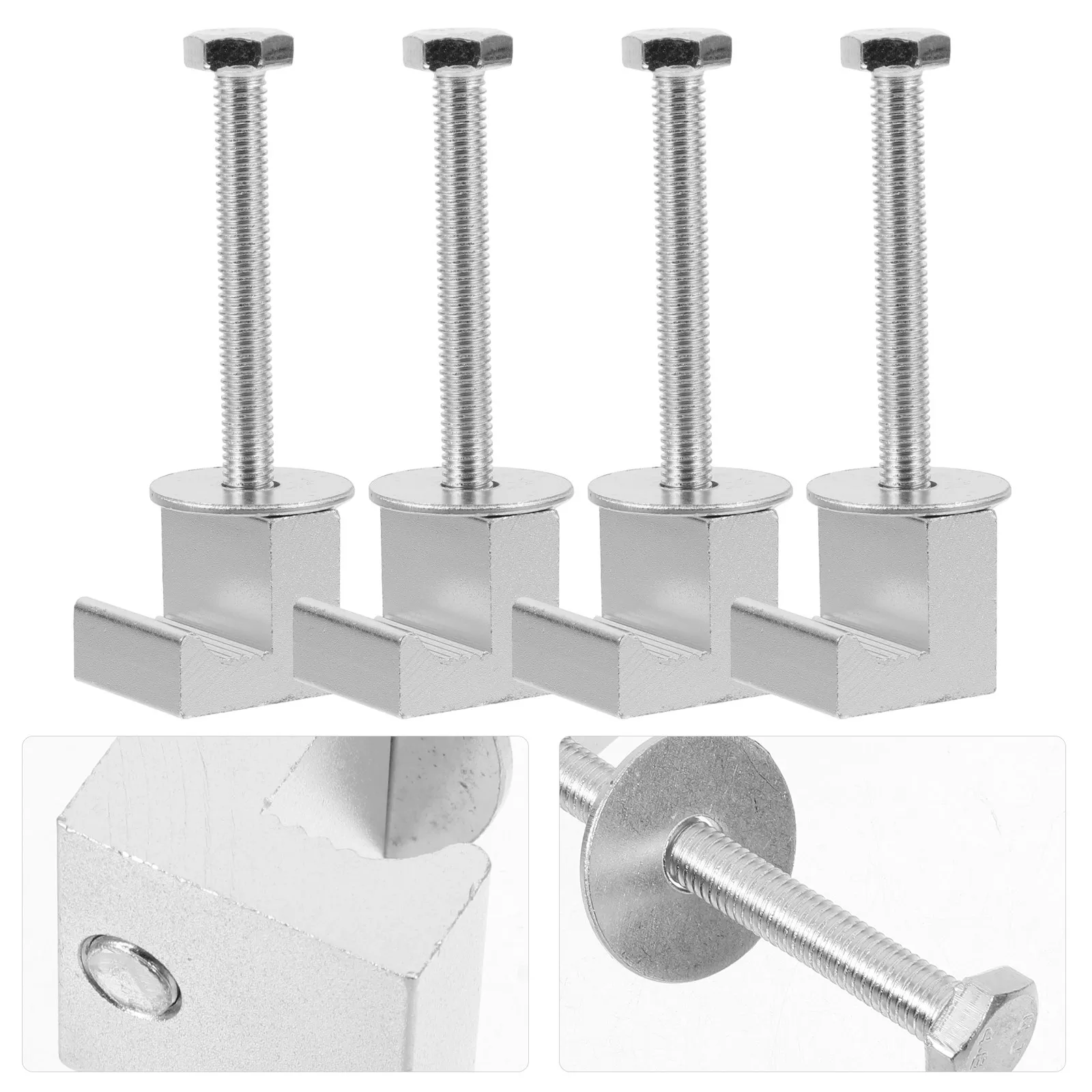 

4Pcs Heavy Duty Aluminum Truck Toolbox Clamp for Pickup Bed Track Mounting Tool Box Clamps for Truck Bed J Hooks Tool Box