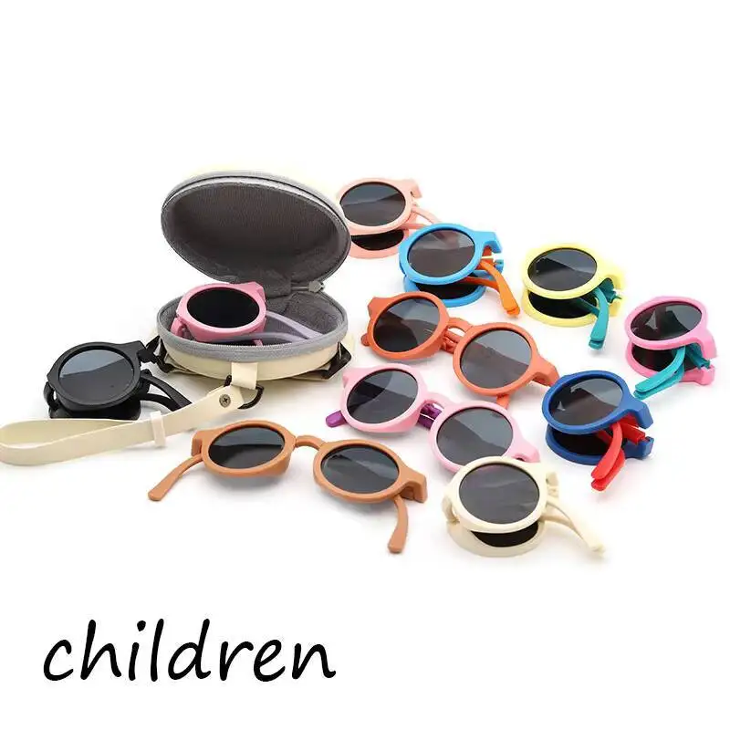2026 Jungen und Mädchen Baby Niedliche Sonnenbrille mit UV375-Schutz Faltbare Kinder-Sonnenbrille Modische Runde Sonnenbrille