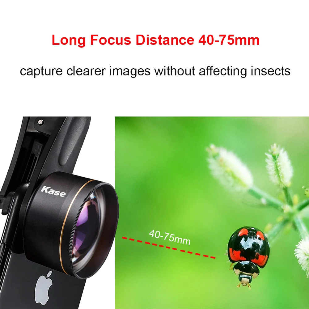 Kase HD Master Macro Phone Lens for iPhone 16 15 14 13 12 Pro Max/Samsung/Xiaomi/Android, 17mm Thread Mount/Metal Body