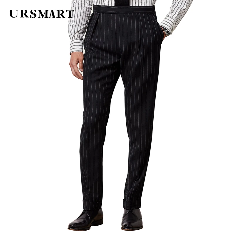 High quality striped wool men's pants 2025 Spring and Autumn New Product British Style Elegant Gentleman Custom Pants for Men