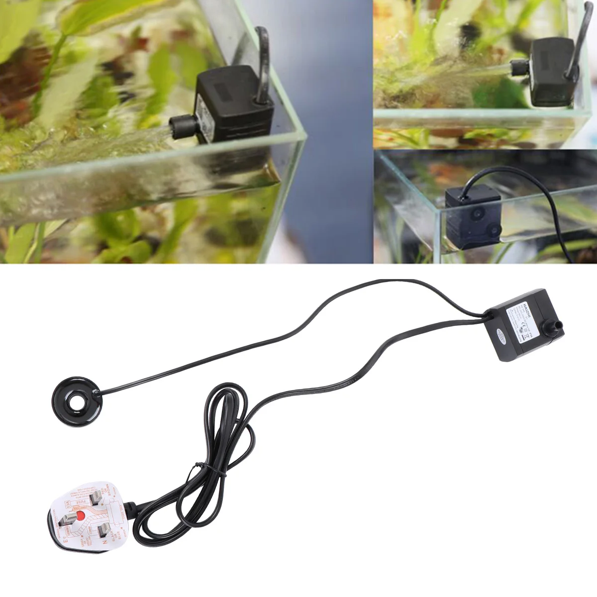 

Aquarium Circulation Pump 5W Fish Tank Submersible Water Pump 4 Led Light Black Uk Plug Adjustable Flow Low Noise Energy Saving