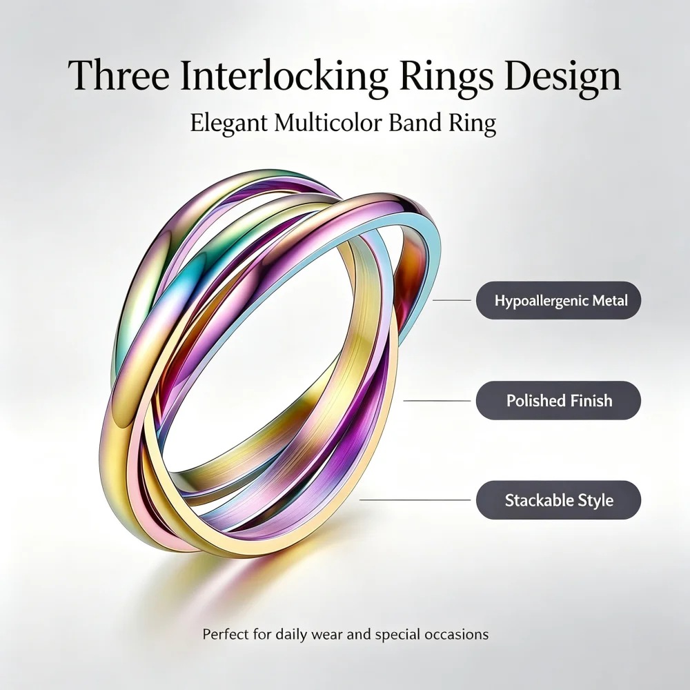 Anti Stress Anxiety Fidget Spinner Couple Rings Rotate Freely Jewelry for Men Women Stainless Steel Knuckle Ring Wedding Bague view 2