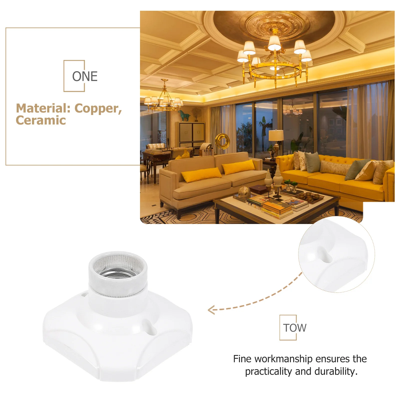 

8Pcs E27 Lampholder Ceramic Square Lamp Base Flame Retard Light Holder Accessories E27 Lampholder Lamp Base