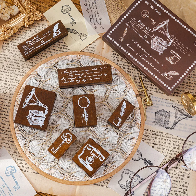 Stempel Buku Tempel Tanaman & Bulan Antik untuk Stempel Kayu Kerajinan Jurnal Sampah Kerajinan DIY untuk Pembuatan Kartu dan Dekorasi Buku Harian