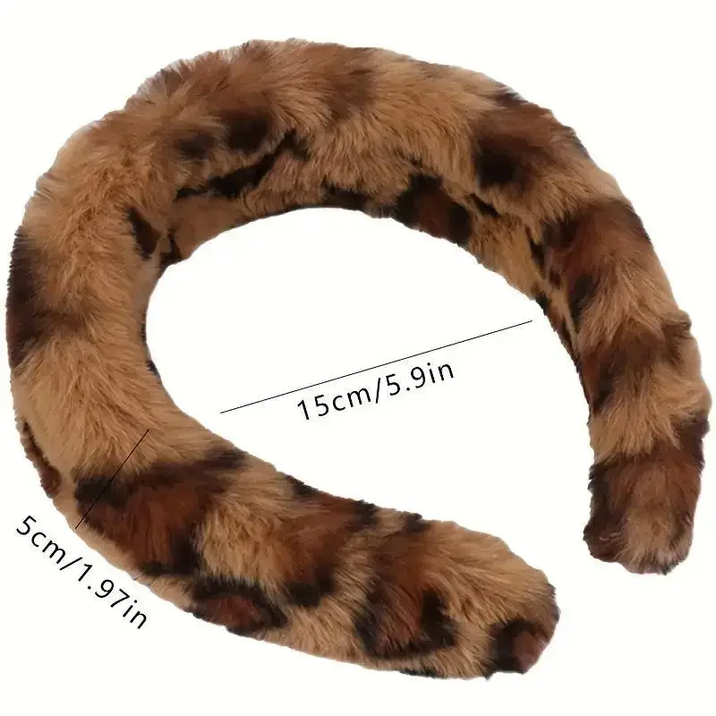 Cute and Sweet Leopard Print Headband Soft Fashion Suitable for Daily Wear Hair Accessory Retro Elegant Faux Fur Headband