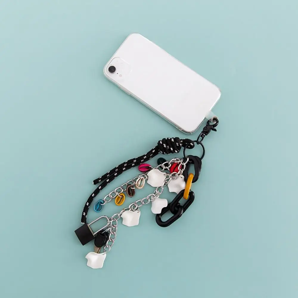 Fashion Keychain Lock Bag Pendant Sea Shell Colorful Phone Case Chain Rope Acrylic Independent Bag Accessory Bag Hanging