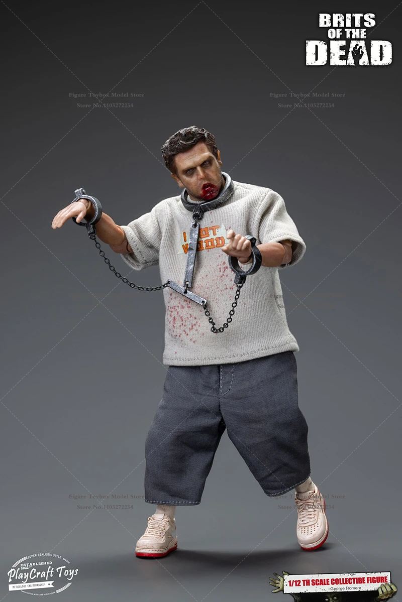 Jogar brinquedos artesanais pc003 figuras de ação dupla versão 1/12 shaun a gordura do zumbi masculino brits of the dead mini estatueta de 6"