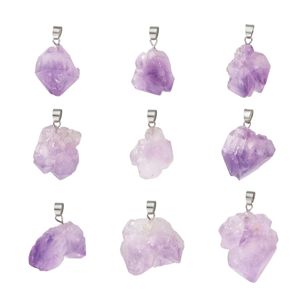 

30pcs Wholesale Natural Stone Amethysts Irregular Shape Pendants for Necklace Earrings Jewelry Making