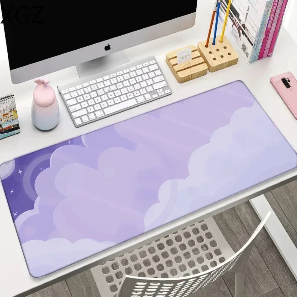 Large Size 40x90cm Pink MousePads Cute Pastel Clouds Deskmats Xs Kawaii Purple Rugs Mice Table Pad Extended Gaming Keyboard Mats