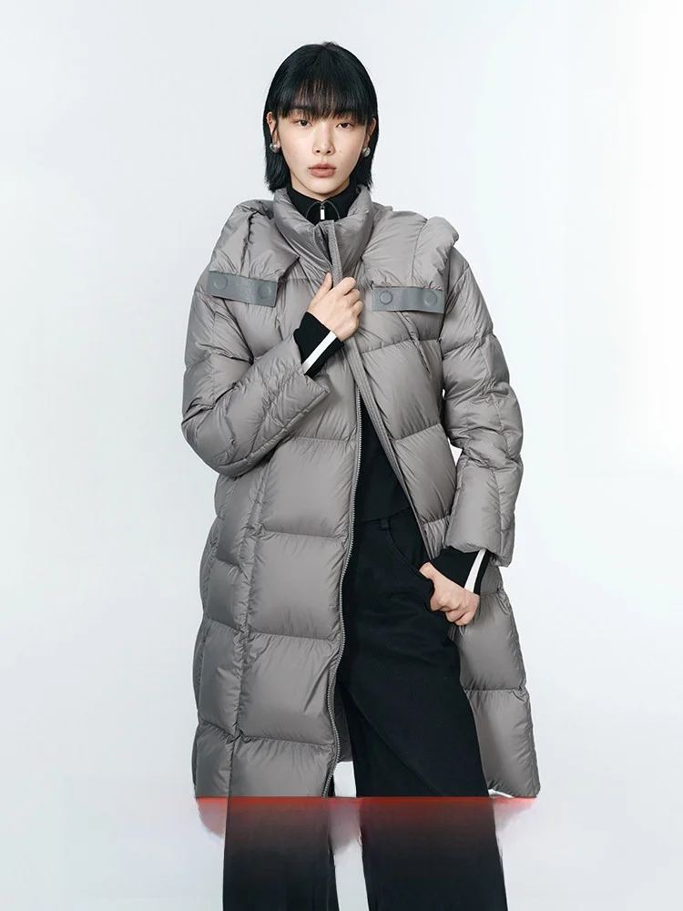 

Новая зимняя женская удлиненная пуховая куртка: теплая, ветрозащитная, повседневная, свободного кроя, модная, удобная, с капюшоном и воротником-стойкой