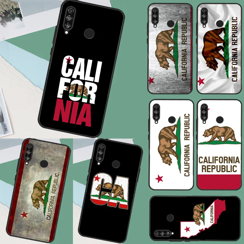 California Flag Case For Huawei Mate 60 Pro P60 P40 P30 Lite Nova 5T 3i 8i 11i Nova 9 10 SE Y60 Y61 Y70 Y90