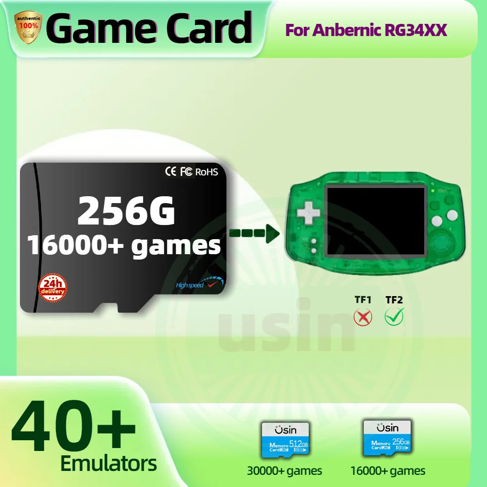 بطاقة الألعاب ل Anbernic RG34XX RG 34XX TF التوصيل والتشغيل ألعاب ريترو الكلاسيكية PSP PS1 الذاكرة المحمولة الألعاب بطاقة SD H-Speed 512G 256G