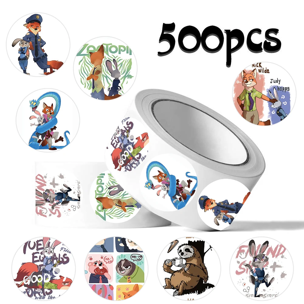 500 sztuk/rolka Naklejki Disney Cartoon Cute Zootopia DIY Dekoracja na Telefon, Notatnik, Kubek na Wodę, Zabawka, Prezent