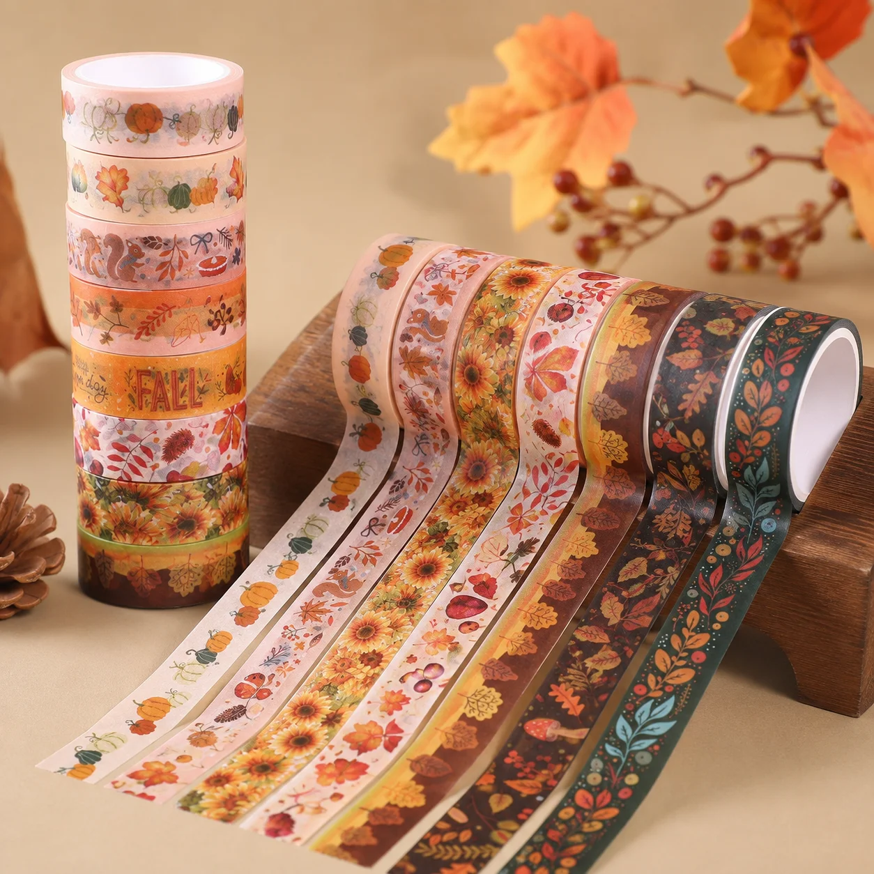 10 Rolls Autumn Washi Tape Scrapbooking Supplies Leaf Washitape Journal DIY Crafts Stationery Season Decorative Adhesive Tape