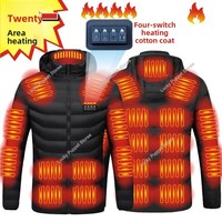 Winter Heated Down Jacket with Hood for Men Women USB Charging Thermal Coat 21-Zone Warm Puffer Jacket Electric Heated Parka