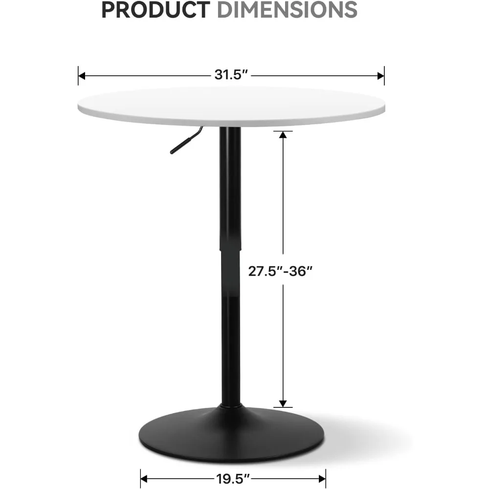 طاولة حانة مستديرة طاولة كوكتيل لغرفة الطعام والمطبخ وبار الفناء، 27.5-36 ارتفاع قابل للتعديل، طاولة حانة بارتفاع الارتفاع #3