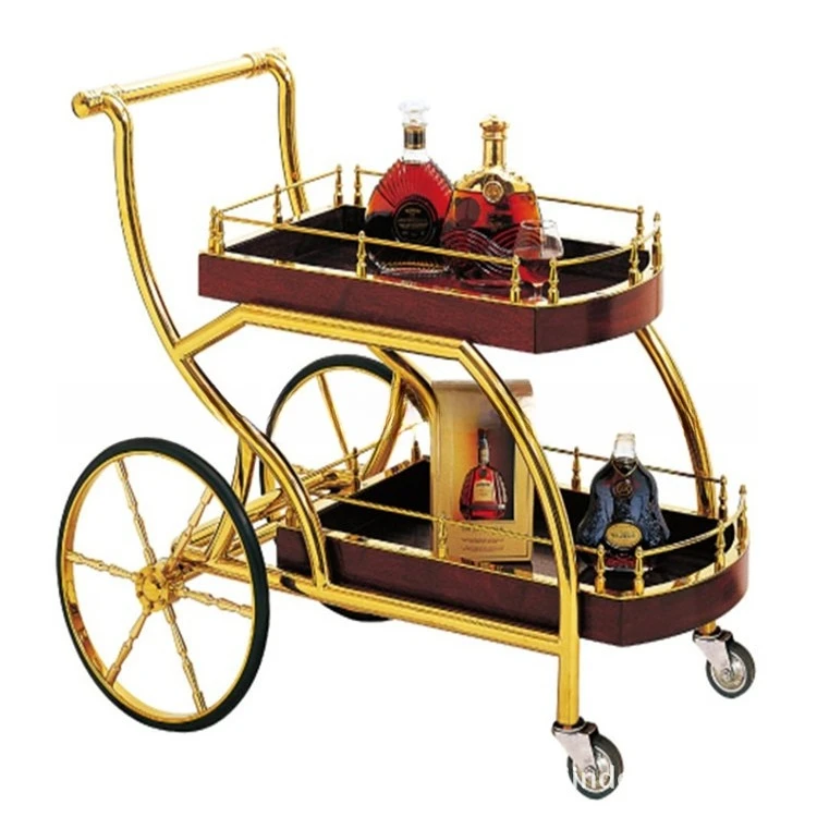 Hotel restaurant food delivery cart Stainless steel three-layer wine Tea Dim sum cake cart Hand push dessert cart