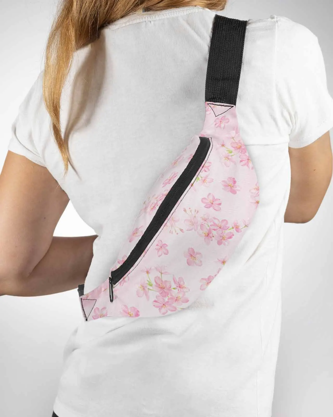 

Watercolor Cherry Blossom Texture Phone Belt Bag Wallet Pouch Waterproof Banana Hip Bags Waist Bag Fanny Pack for Women Men