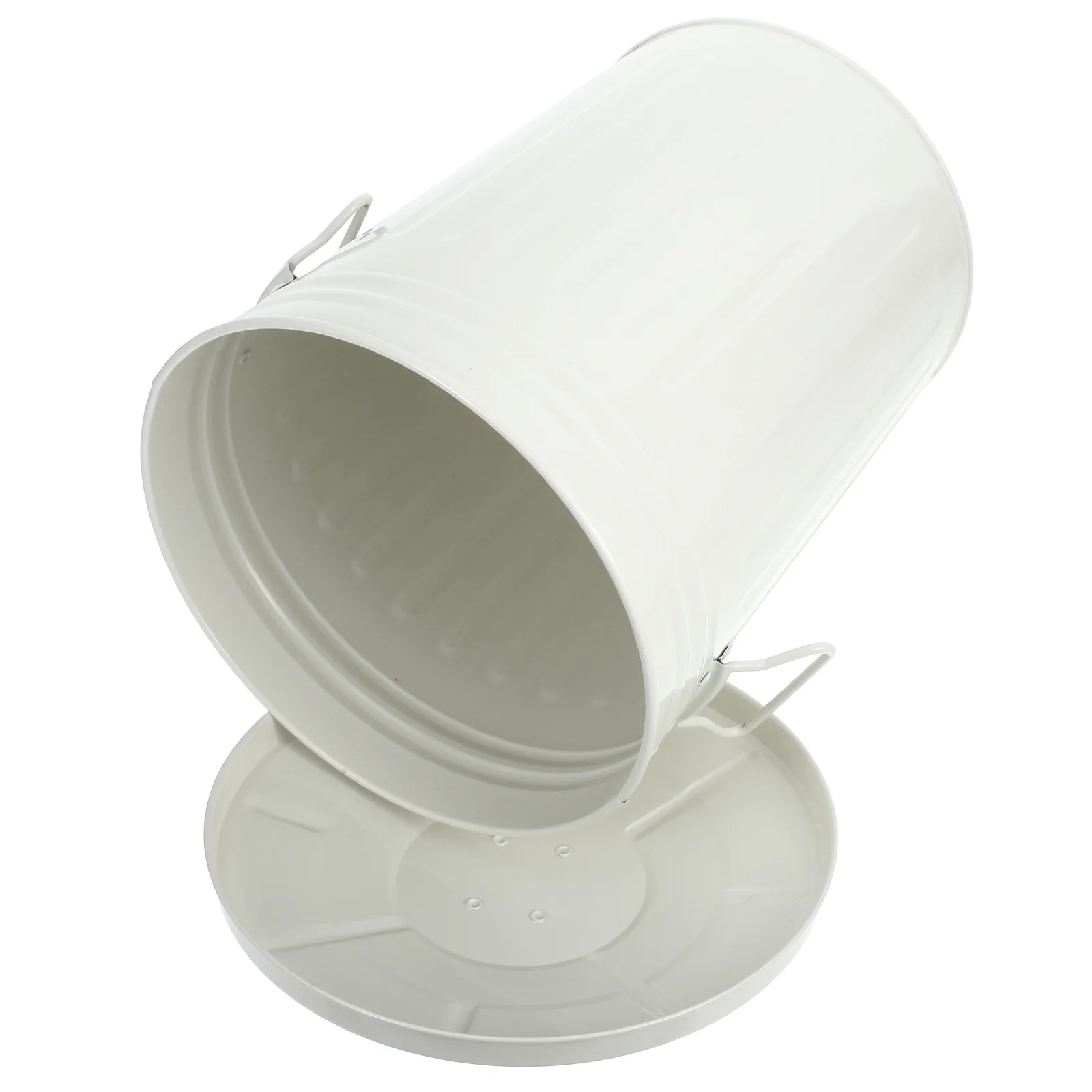 

Metal Round Trash Can Large Capacity Iron Dustbin for Kitchen Office Bathroom Outdoor Garbage Container Modern Waste Basket