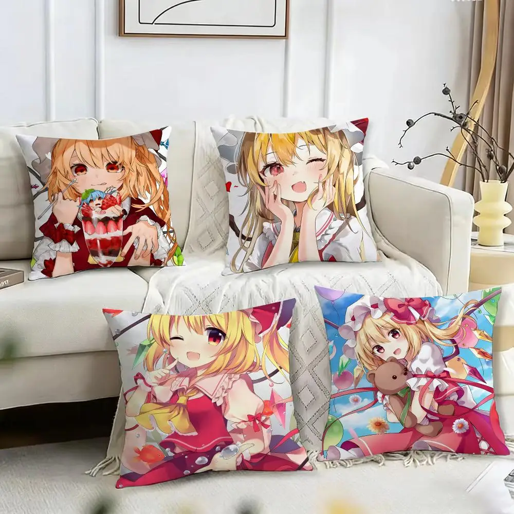 flandre scarlet T-Touhou Project Cushion Cover Pillow Case Short Plush Square Throw Pillow Covers Pillowcase Sofa Home Decor