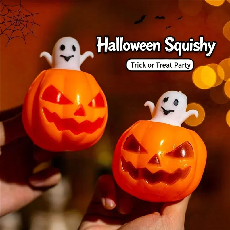 Pop-up Squeeze Squishy Toy Halloween Theme Pumpkin Ghost Skull Bat Design Sensory Fidget Toy Stress Relief Trick Or Treat Party