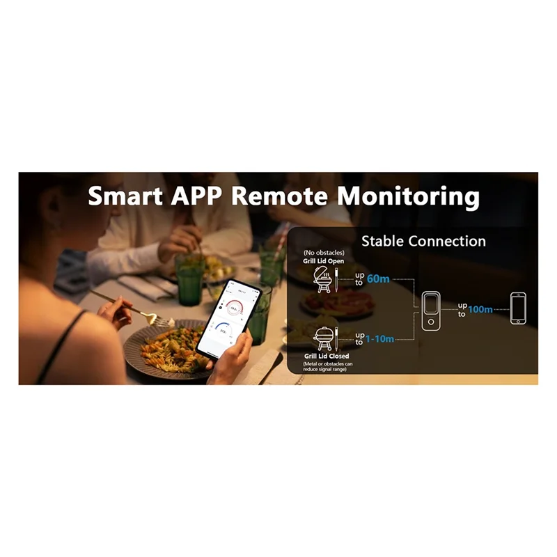 

AFOURT-Wireless Meat Thermometer Digital Bluetooth Probes With HD Display And APP Remote Monitoring For Rotisserie Grill BBQ