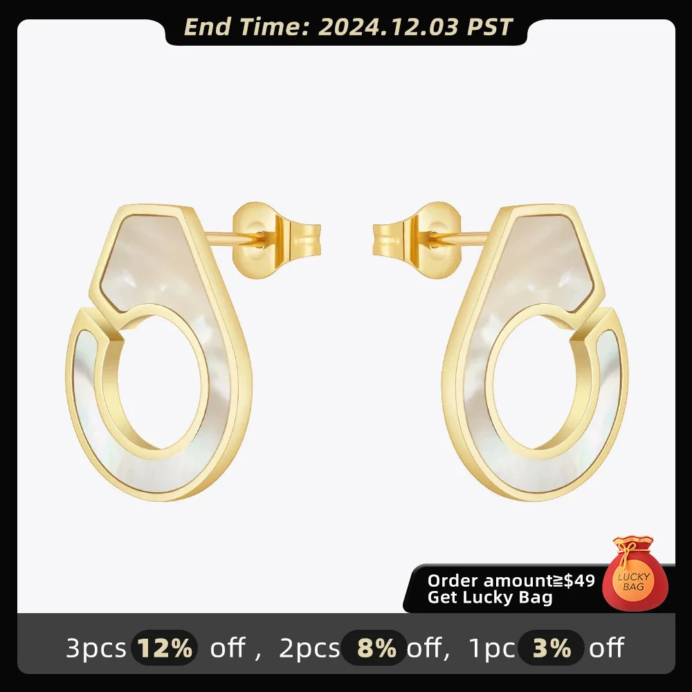 ENFASHION Handcuffs Shell Stud Earrings For Women's Aretes De Mujer 18k Gold Plated Eye Catchy Fashion Jewelry Dating E241577