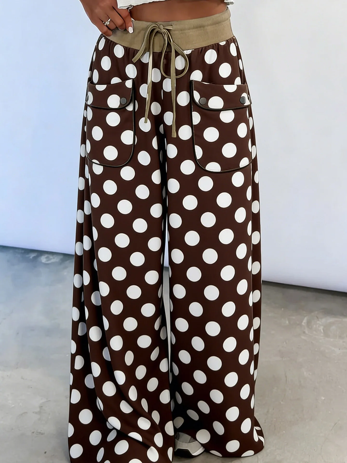 DearLover High Waist Polka Dot Casual Pants Women's Loose Drapey Wide Leg Long Pants Autumn New Style Comfortable Breathable