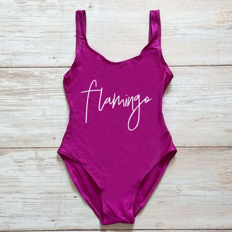 Ropa de playa para mujer, traje de baño de una pieza con estampado de letras, traje de baño de talla grande, traje de baño de verano para mujer